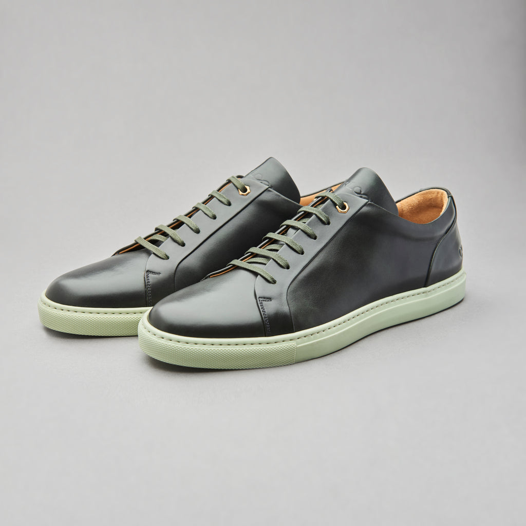 Low Top Court Sneaker in Burgundy Museum Calf Leather | Heirloom