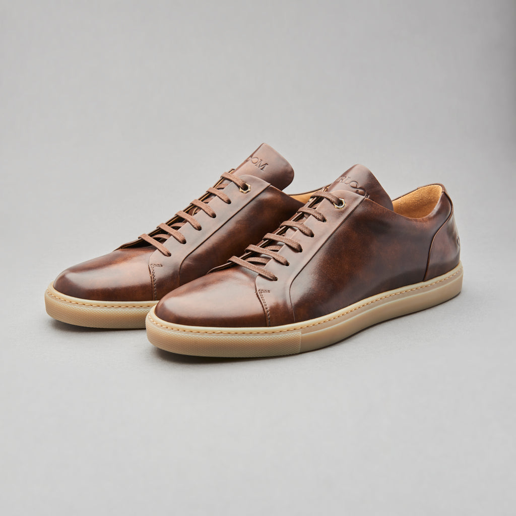 Low Top Court Sneaker in Chelmer Museum Calf Leather