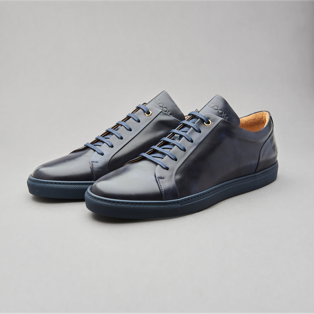 Low Top Court Sneaker in Navy Museum Calf Leather