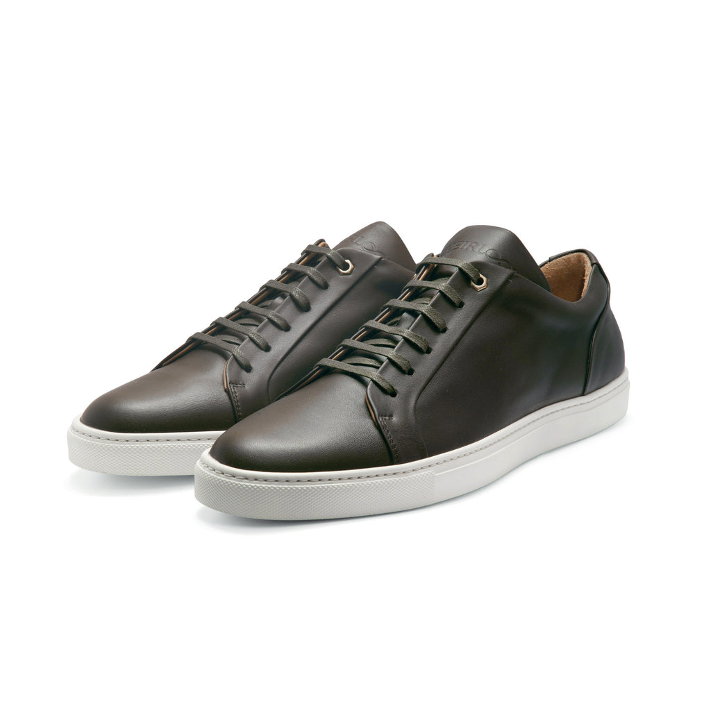 Low Top Court Sneaker in Avocado Smooth Calf Leather