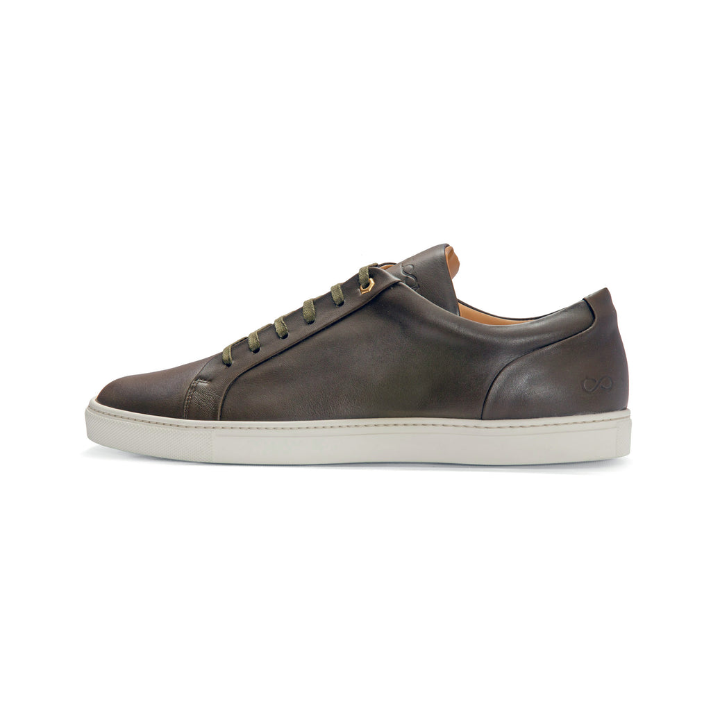 Low Top Court Sneaker in Avocado Smooth Calf Leather