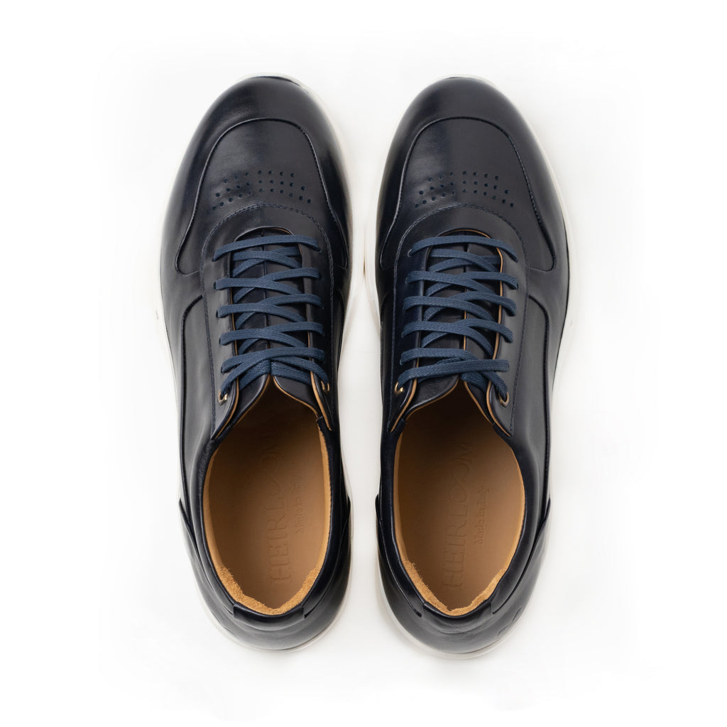 Trainer Sneaker in Navy Museum Calf Leather